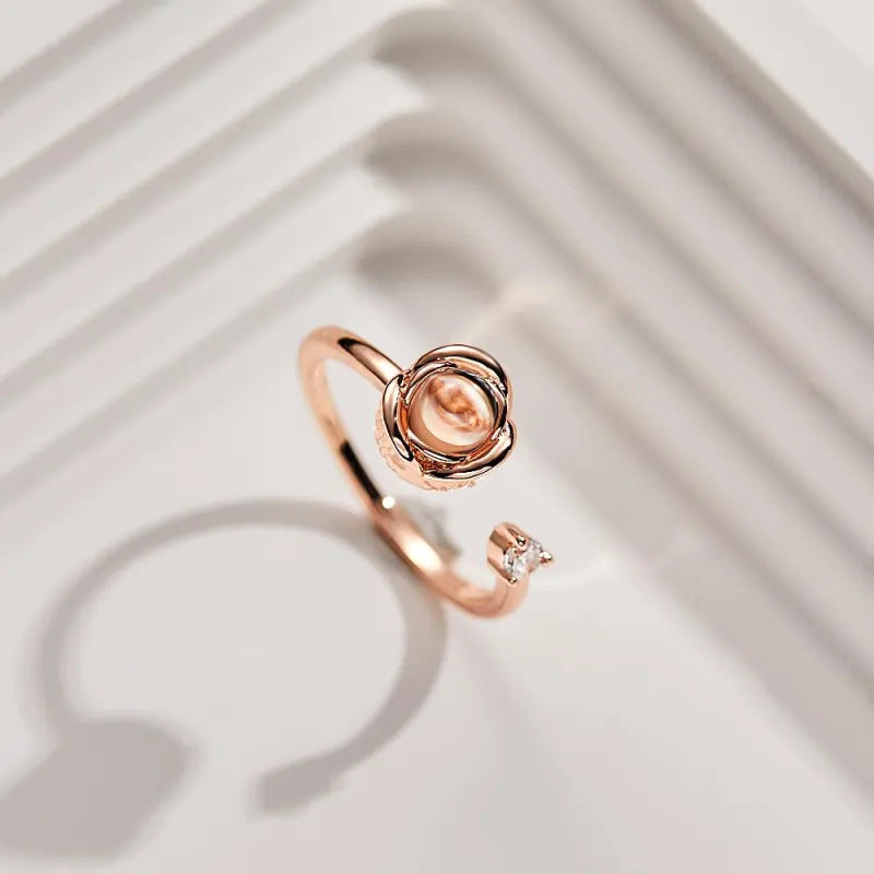 Anillo Rosa Eterna De Proyección De Foto Personalizado
