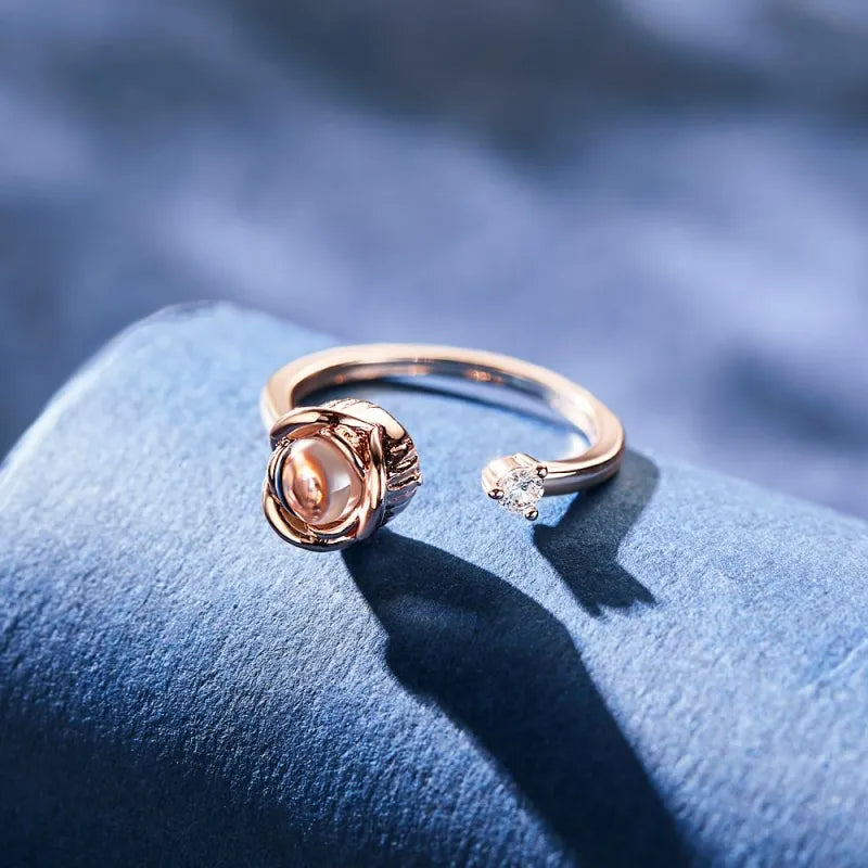 Anillo Rosa Eterna De Proyección De Foto Personalizado