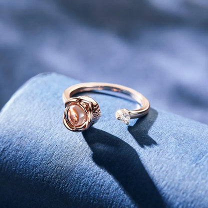 Anillo Rosa Eterna De Proyección De Foto Personalizado