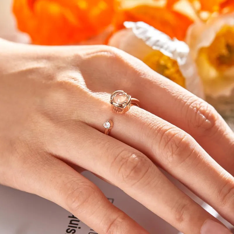 Anillo Rosa Eterna De Proyección De Foto Personalizado