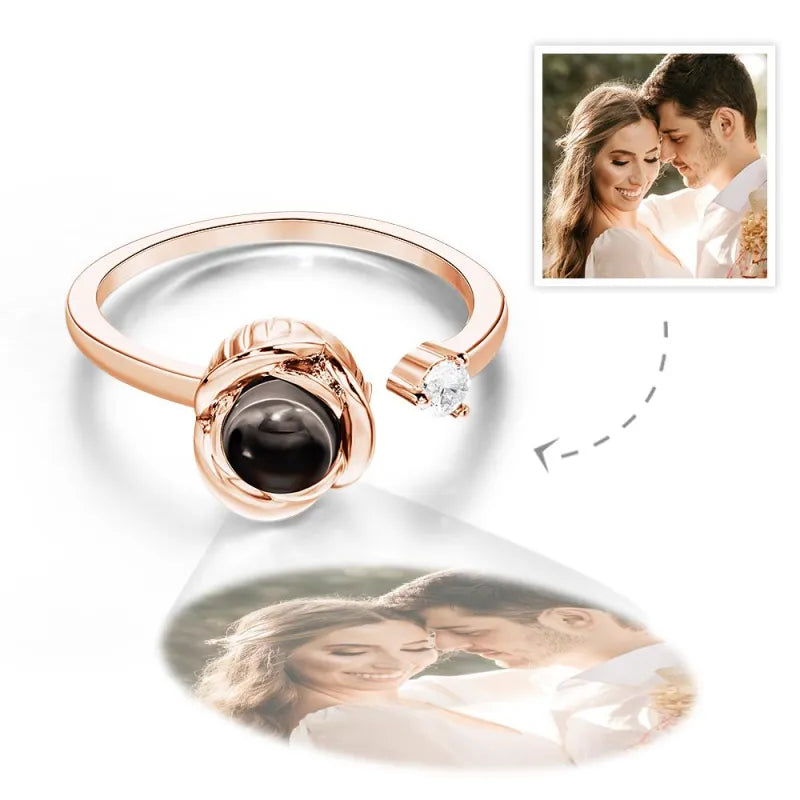 Anillo Rosa Eterna De Proyección De Foto Personalizado
