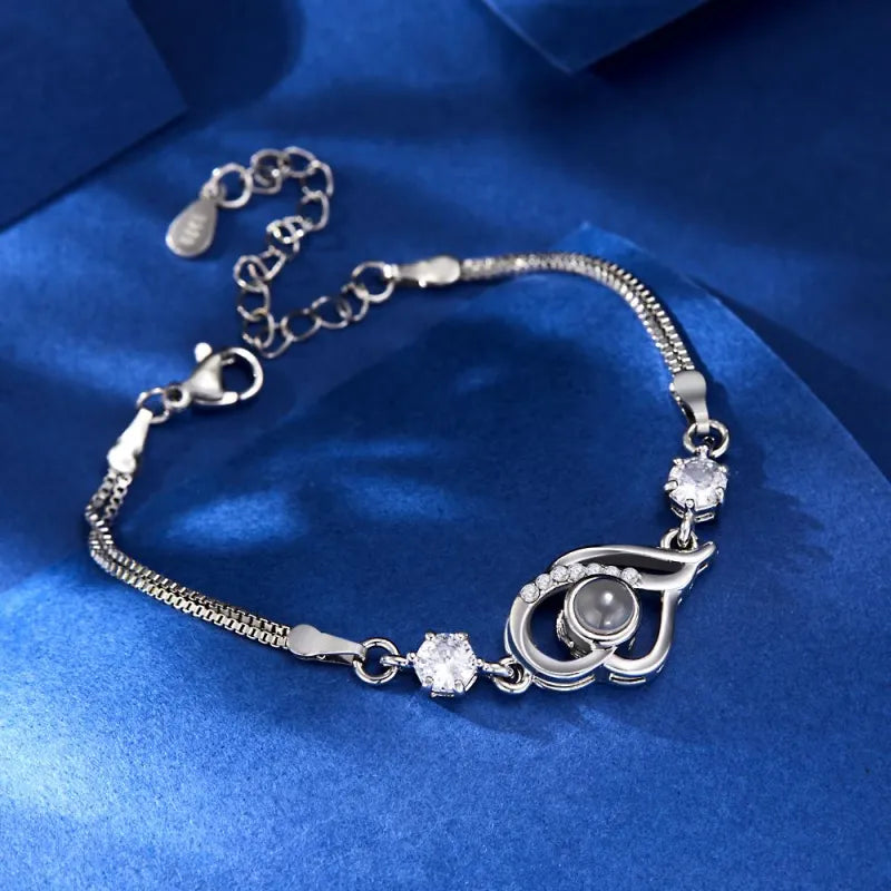 Pulsera De Corazones Superpuestos Personalizada con Foto