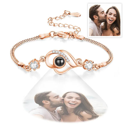 Pulsera De Corazones Superpuestos Personalizada con Foto