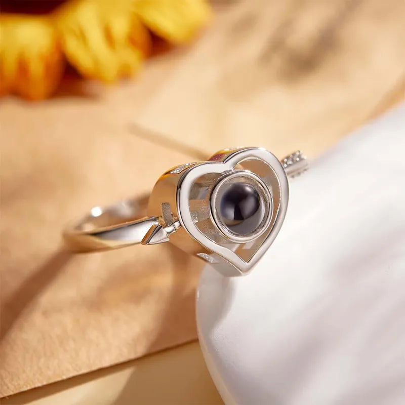 Anillo Flecha Corazón Proyección De Fotos Personalizados