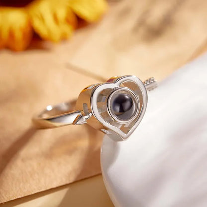 Anillo Flecha Corazón Proyección De Fotos Personalizados