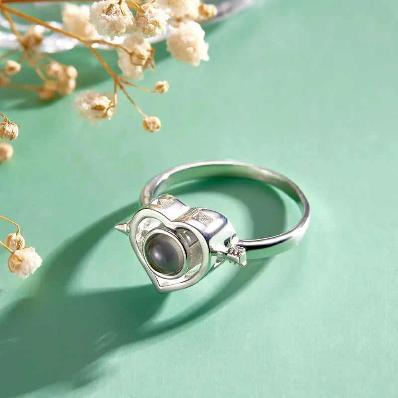 Anillo Flecha Corazón Proyección De Fotos Personalizados