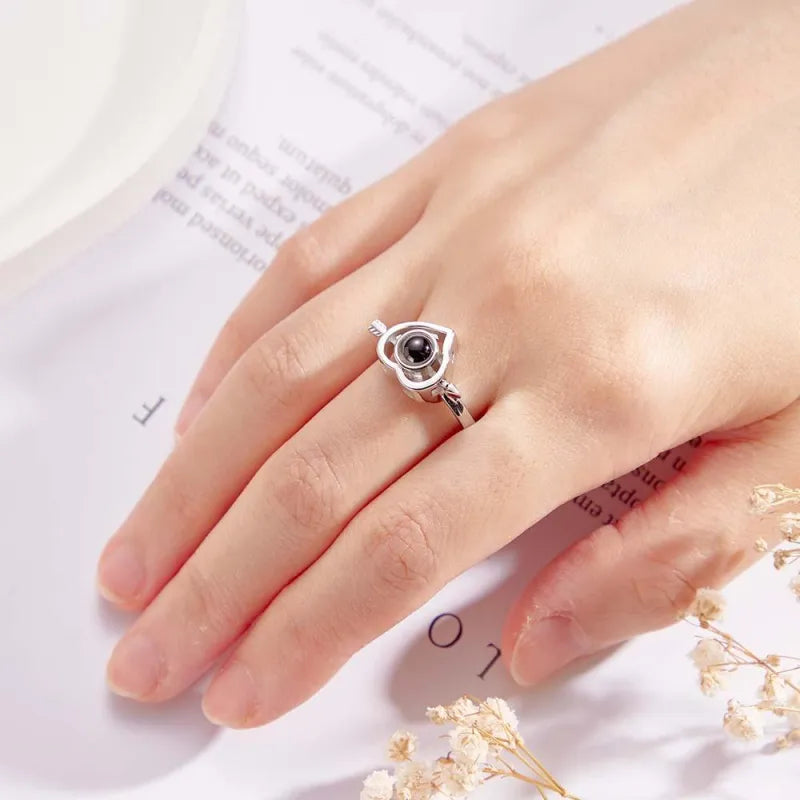 Anillo Flecha Corazón Proyección De Fotos Personalizados
