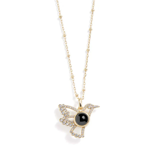 Collar con dije pajaro con Foto Personalizada