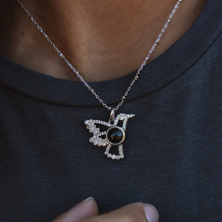 Collar con dije pajaro con Foto Personalizada